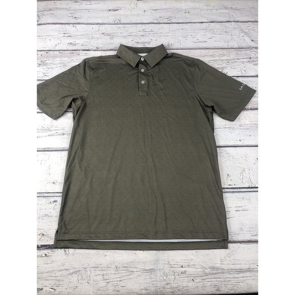 Straight Down Shirt M Performance Polo Golf All Over Print -Olive Green - Picture 1 of 12